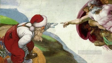 Arte original de Toperfect Painting - La creación de Dios y el hada de Papá Noel original.